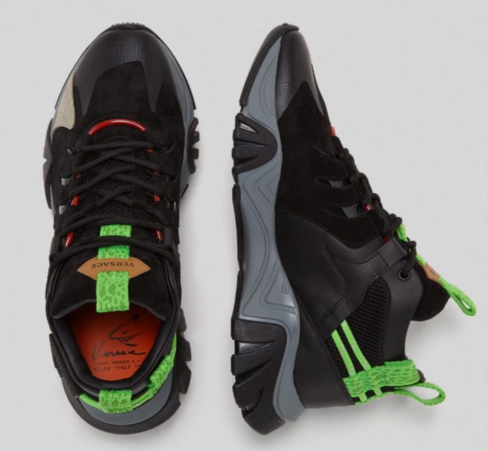 Versace Squalo Trainers Black Green - Imagen 3